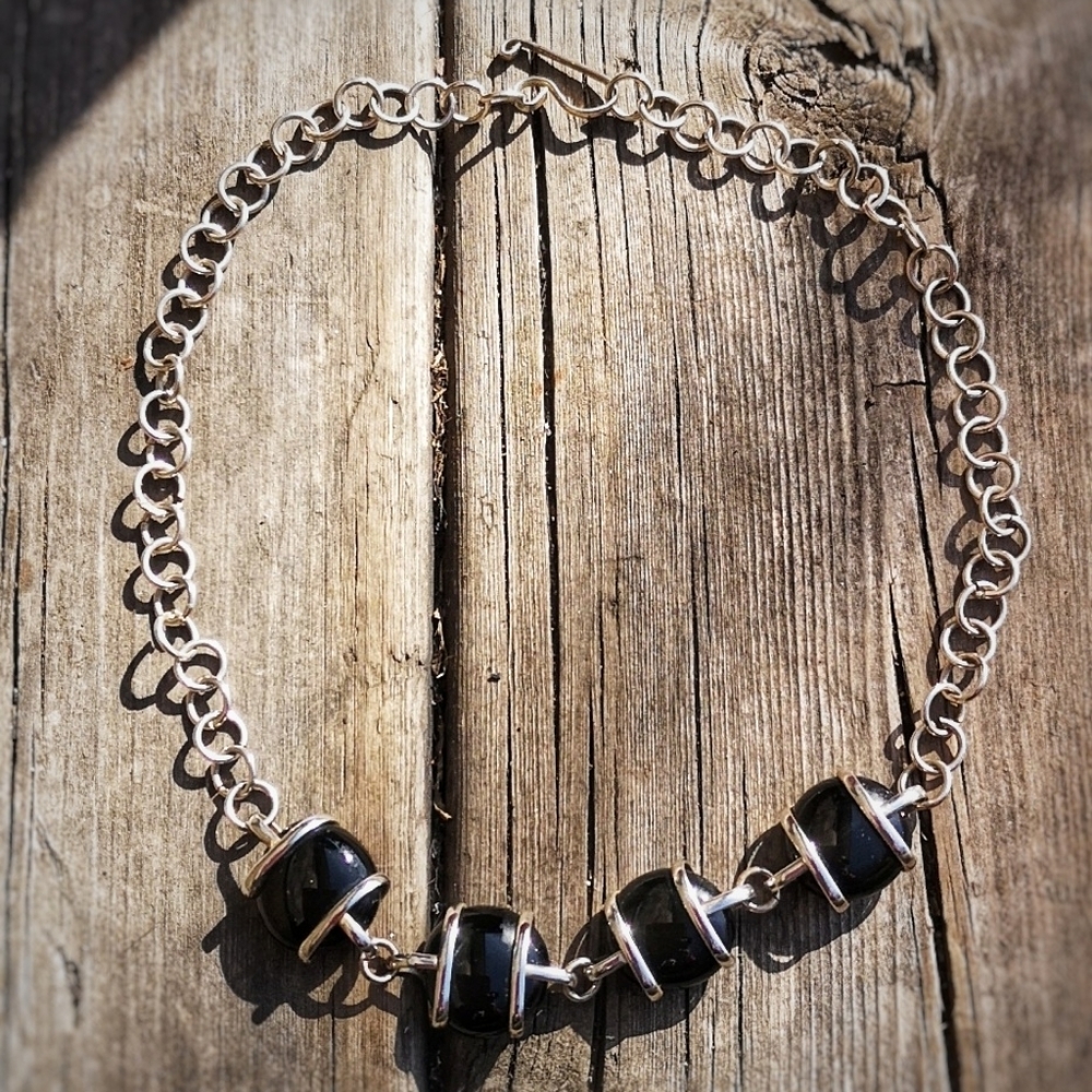 Vintage Alpaca silver and glass necklace